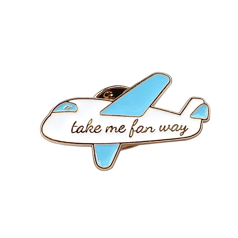 Cartoon Plane Earth Adventure Travel Life Enamel Pin Brooch Cartoon Women Men Denim Jackets Lapel Backpack Badges Accessories