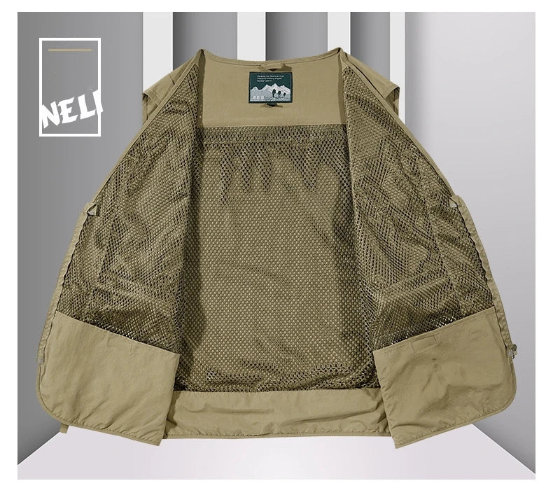 FGKKS Men Multi Pockets Vest Men's New Breathable Outdoor Fishing Vest Quality Design Leisure High Tech Male Jacket