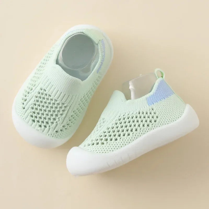 Breathable Knit Mesh Walking Shoes for Kids Spring Summer Soft Sole Anti-Collision Unisex Pastel Casual Sneakers Toddlers 1-3Y