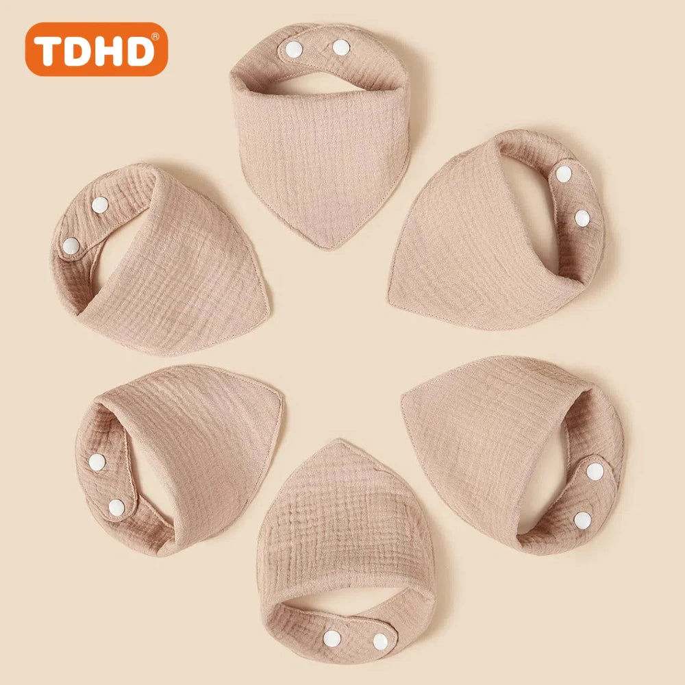 TDHD 7 PCSBaby solid color pure cotton muslin drool towel soft, skin friendly, absorbent, fast fashion color muslin bib