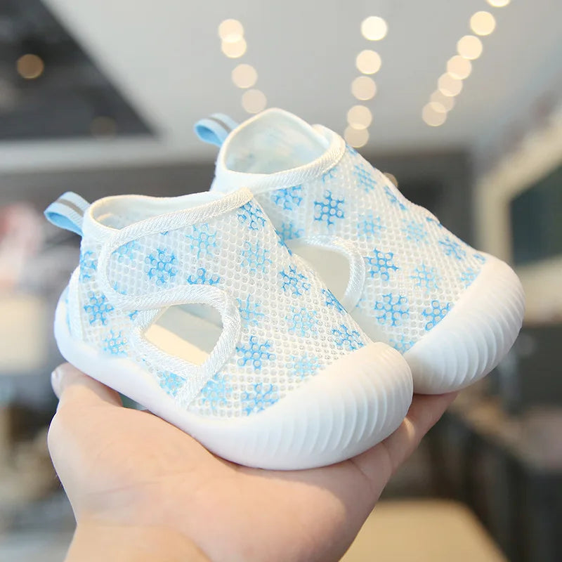 Breathable Knit Mesh Walking Shoes for Kids Spring Summer Soft Sole Anti-Collision Unisex Pastel Casual Sneakers Toddlers 1-3Y