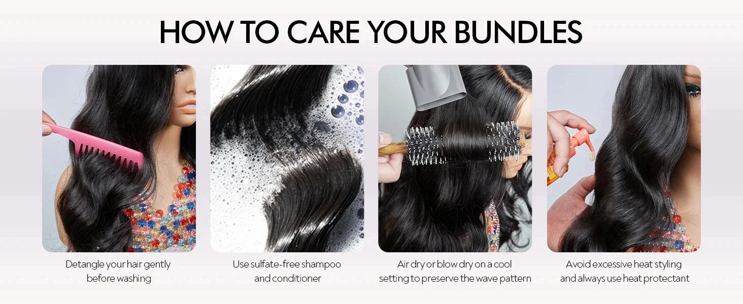42 Inch Body Wave Human Hair Bundles Natural Black Brazilian Virgin Hair Weave 12A Unprocessed Real Human Hair Extensions Full T