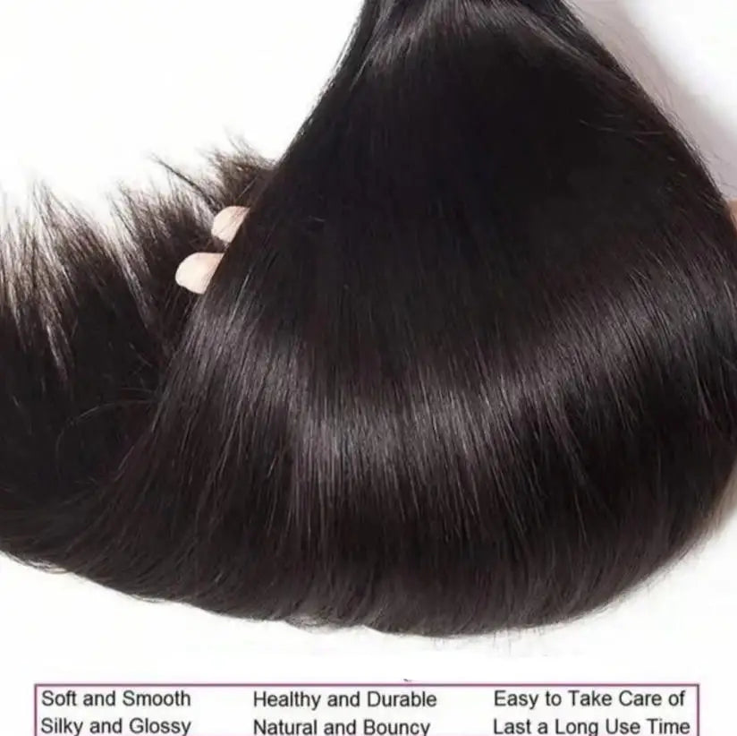 40 42 Inch Long Straight Human Hair Bundles Natural Brazilian Virgin Hair 1/3/4 Bundles Hair Extensions Double Weft Wet And Wavy