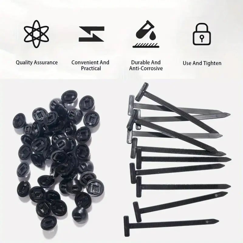 Universal Nylon Cable Tie Buckle Auto Fastener Screw Replacement Clip Car Fender Trunk Engine Guard Panel Wire Management Secure