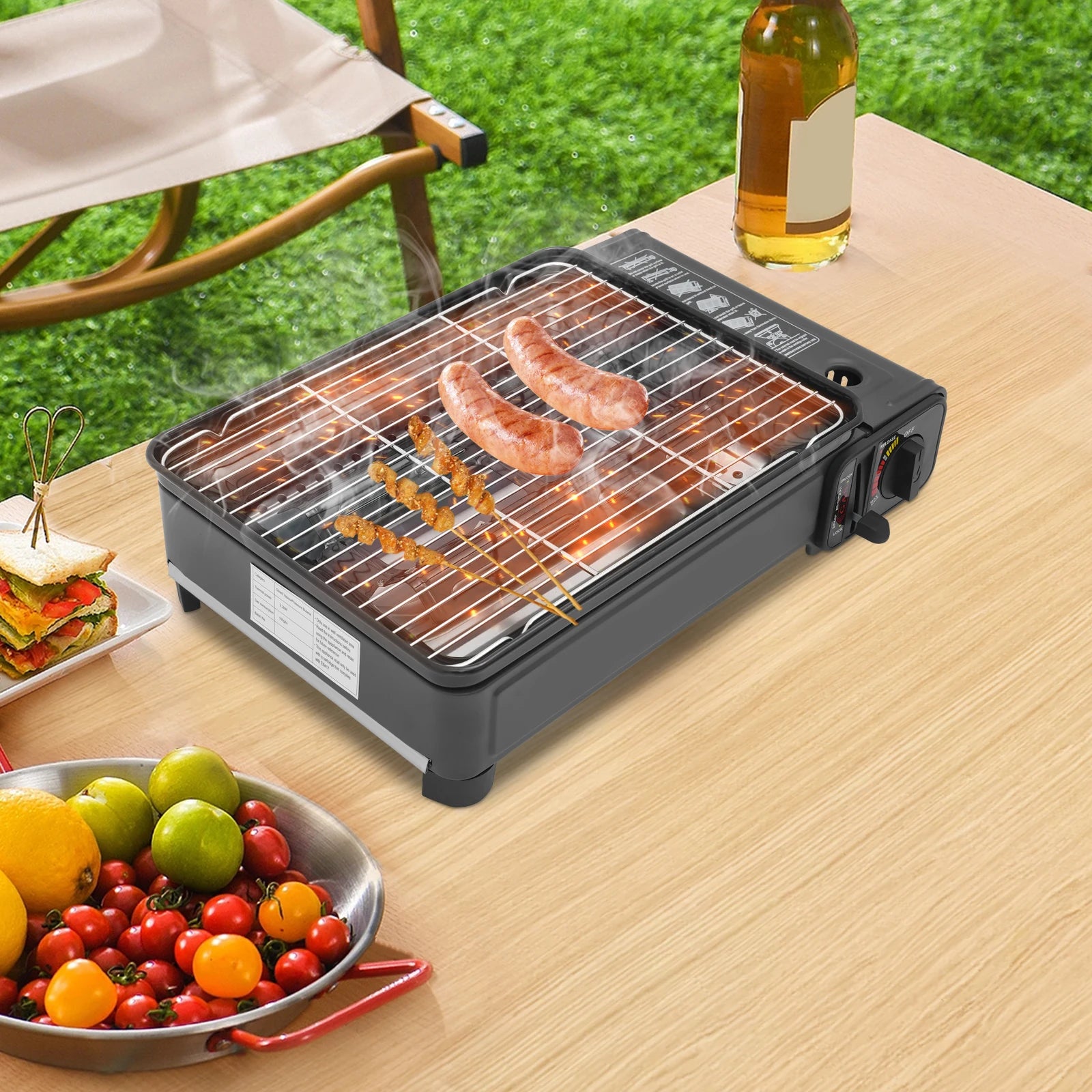 2.2KW Portable LPG/Butane Gas Grill Stove Outdoor Camping Stove Cooking BBQ Cooker Kit w/Carrying Case for Traveling Trekking RV