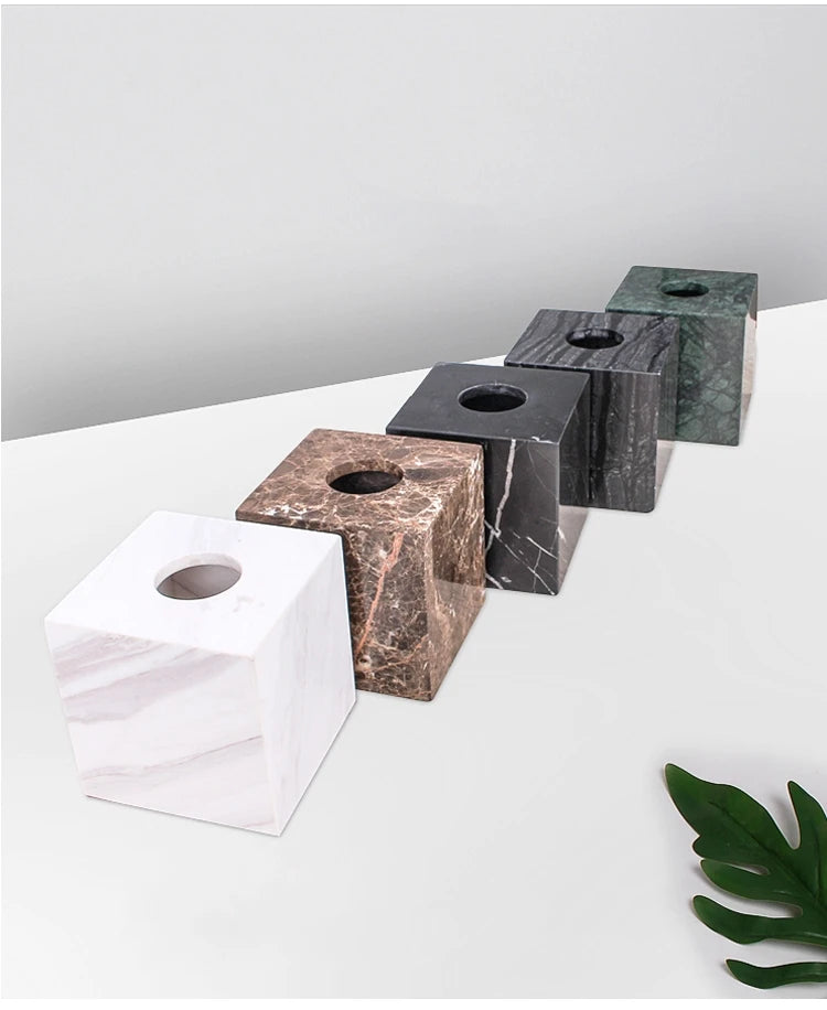 Factory Outlet 25x14x10CM Cuboid Natural Marble Stone Big Tissue Box Storage Organization Case