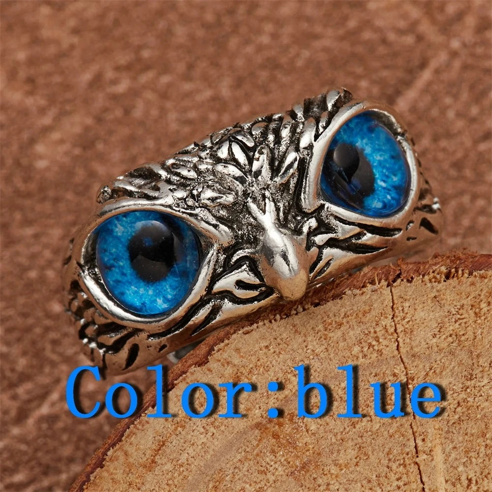 Rare Vintage Owl Carved Tibet Silver Ring for Men Cute Animals Youth Gothic Adjustable Fashion Women Jewelry Accessories Gifts