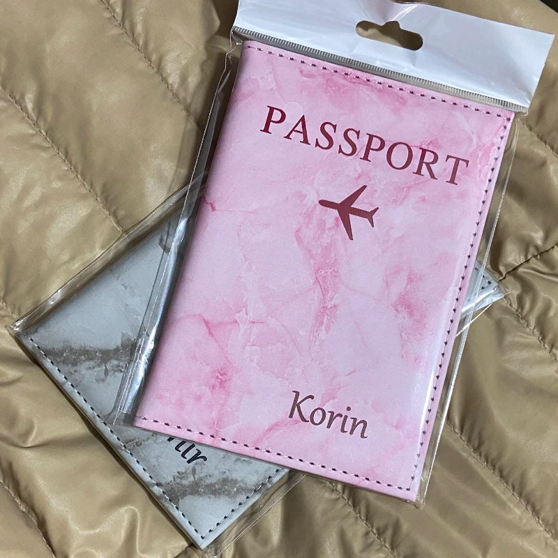 Laser Engraving Customize Name Passport Holder Travel Wallet Marble Patten Case for Passports Passport Cover With Personal Names