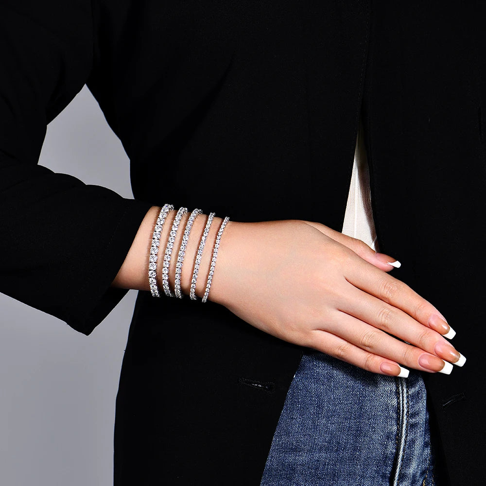 S925 Sterling Silver High Quality Fashionable  D Color VVS1 Full Moissanite Tennis Bracelet for Women Wedding Engagement Jewelry