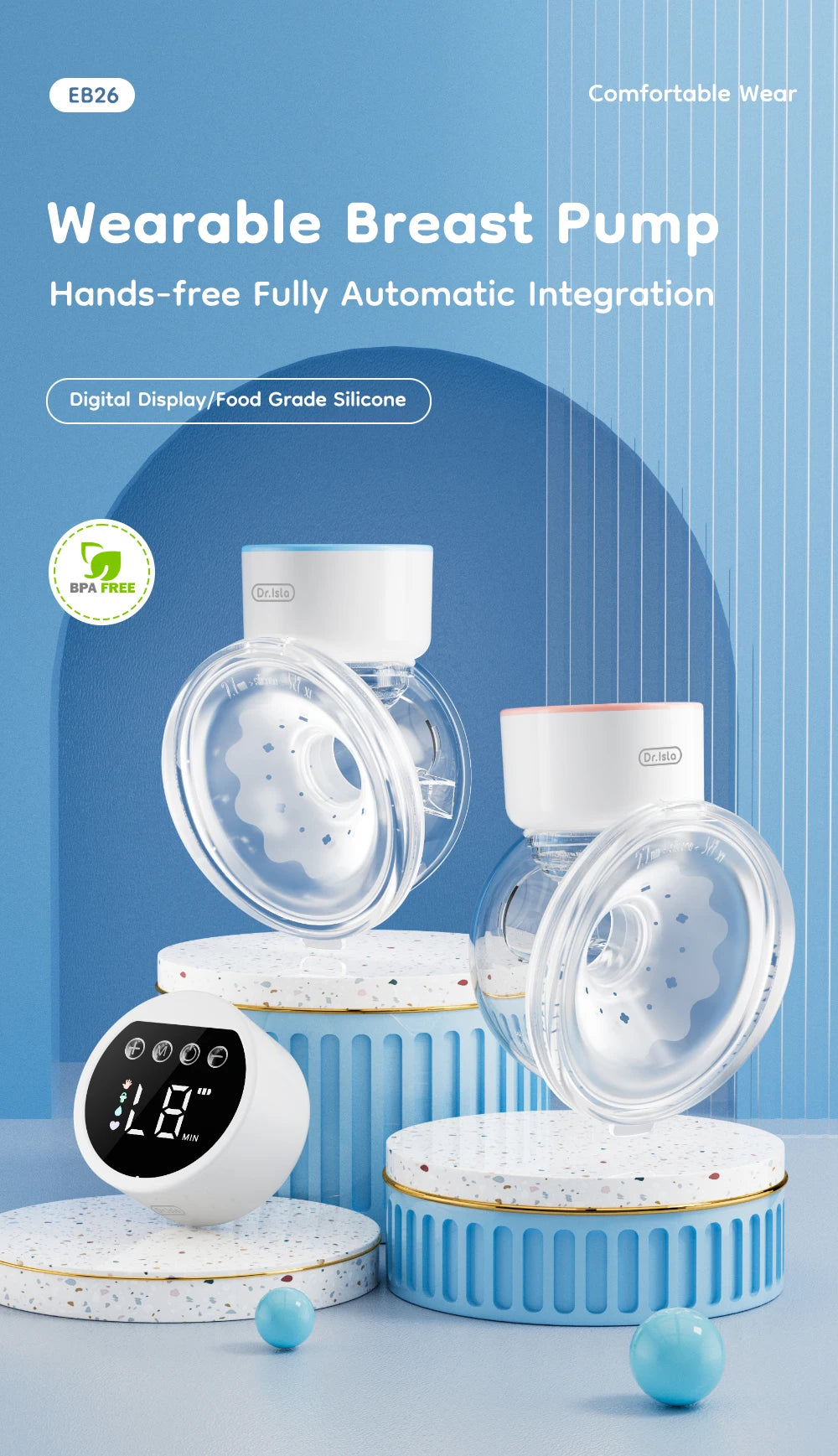 MAMIJOY Electric Breast Pumps With 19/24mm Flange Portable Hands Free Wearable Breast Pump Silent Comfort Breast Milk Extractor
