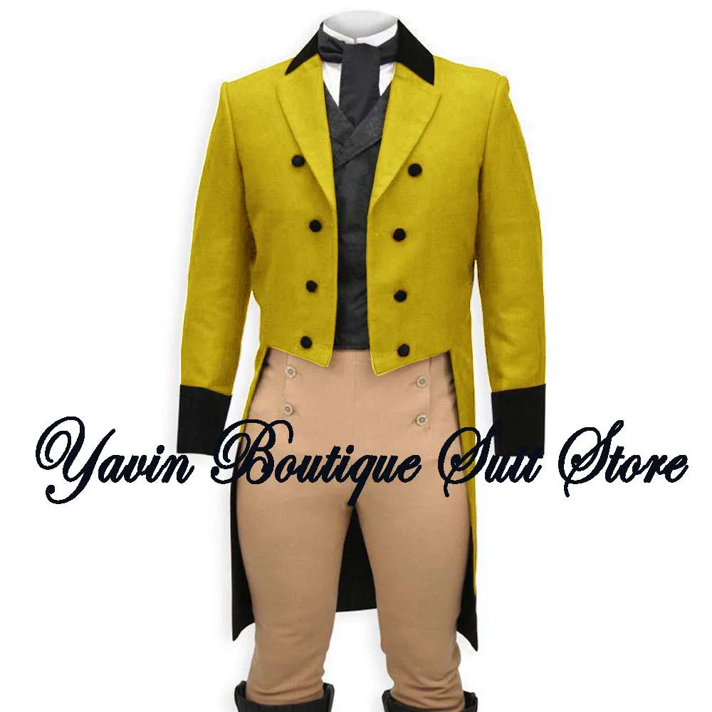 Men's 3 Piece Suit Swallow Tailed Coat Slim Fit One Breasted Tailcoat for Wedding Prom Dinner Party Blazer Pants Set