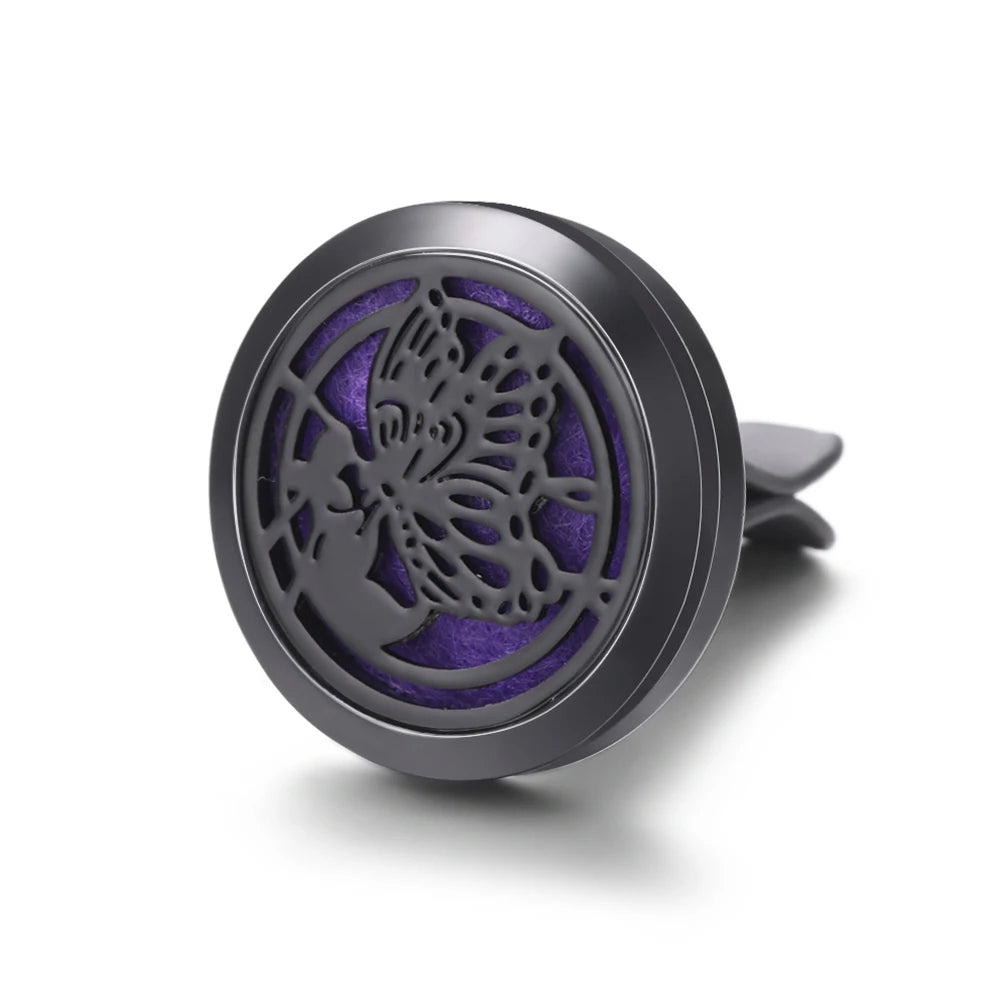 New Car Air Freshener Diffuser Clip Black Hollow Pattern Aromatherapy Lockets Essential Oil Perfume Pendant Car Ornaments Gift