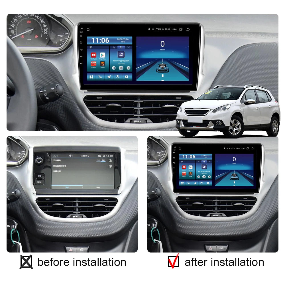 Android 14 For Peugeot 208 2008 2012-2018 Car Radio Multimedia Video Player CarPlay Auto Stereo GPS Navigation Head Unit Wifi 4G