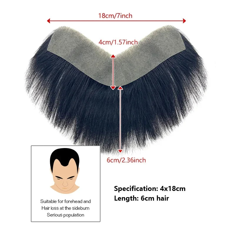100% Human Hair Men PU V Loop Front Toupee Carefully Prune Natural Hairline Wigs Remy Hair Replacement Straight Hairpiece