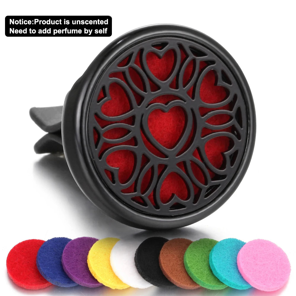 Black Perfume Diffuser Clip Auto Vent Car Air Freshener Alloy Stainless Steel Aroma Aromatherapy Essential Oil Diffuser Locket