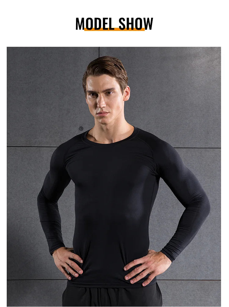 Compression Running Top Men Long Sleeve Shirt For Male Gym Clothing Quick Dry Sportswear Fitness Tee Training Workout Muscle Top