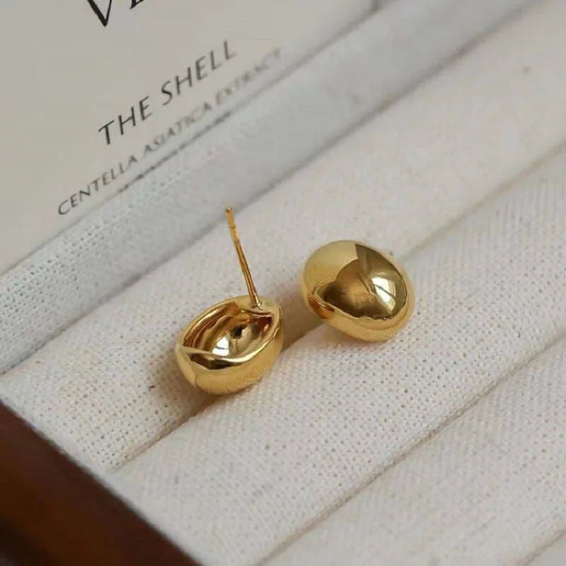 Punk Metal Big Ball Round Stud Earrings for Women Girls 2024 New Simple Fashion Semicircle Geometric Earrings Jewelry Gifts