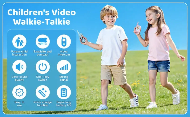 2PCS Kids Video Walkie Talkies USB Charging Indoor and Outdoor High Definition Intercom Children's Toys Birthday Gifts Ages 3-12