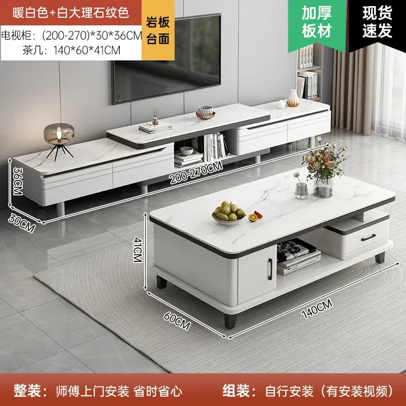 Modern LED TV Stand for Televisions Up Coffee Table Glass Shelves and Drawer Gaming Entertainment Center with Multiple Cabinet