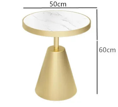 Luxury Round Side Table with Marble Top and Metal Base Modern End Table for Small Space Living Room Bedroom Hotel Use