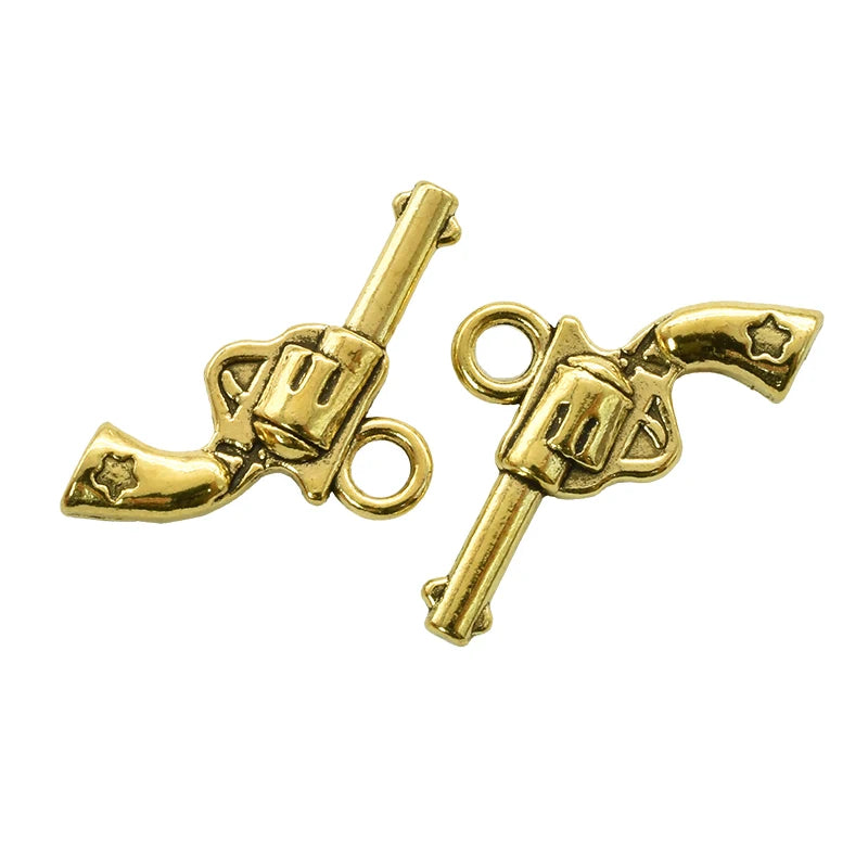 11pcs Mixed Antique Silver Western Cowboy Charms Alloy Boot Gun Hat Pendants For DIY Bracelet Earrings Necklace Jewelry Making