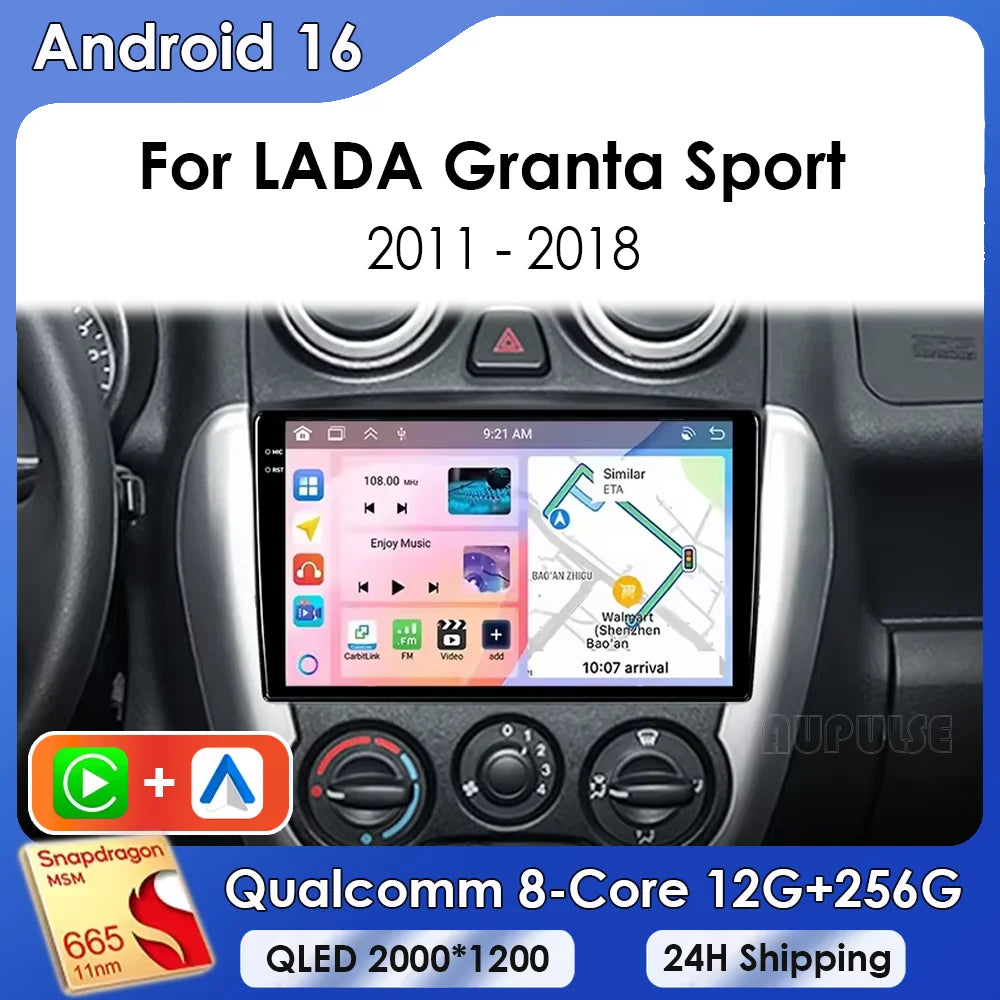 Android 16 For LADA Granta Sport 2011 - 2018 2K QLED Android Car Radio Multimedia Video Player GPS Stereo CarPlay 4G Head Unit