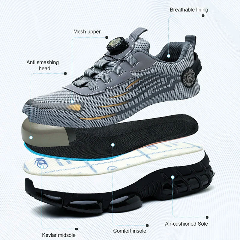 Men's Safety Shoes Protection And Elastic Safety Boots Fashionable Casual Shoes Breathable Odor Protection Men's Work Shoes