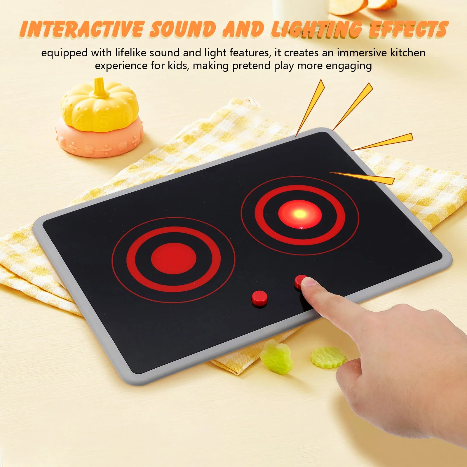 Home Kids Play Kitchen Appliance Realistic Induction Stove With Sound Light Pretend Play Kitchen Toy For Toddler Operated Models