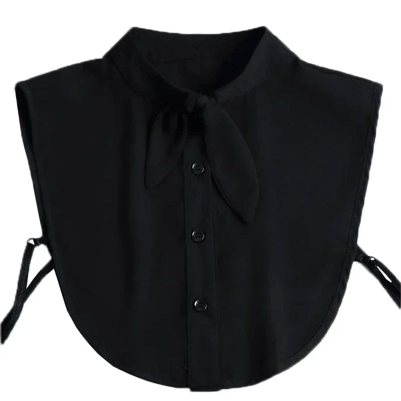 Fashion 2025 Front Tie White Fake Collar for Women Stand Detachable Collar Fake Girls Vintage Lace Ladies False Blouse Collar