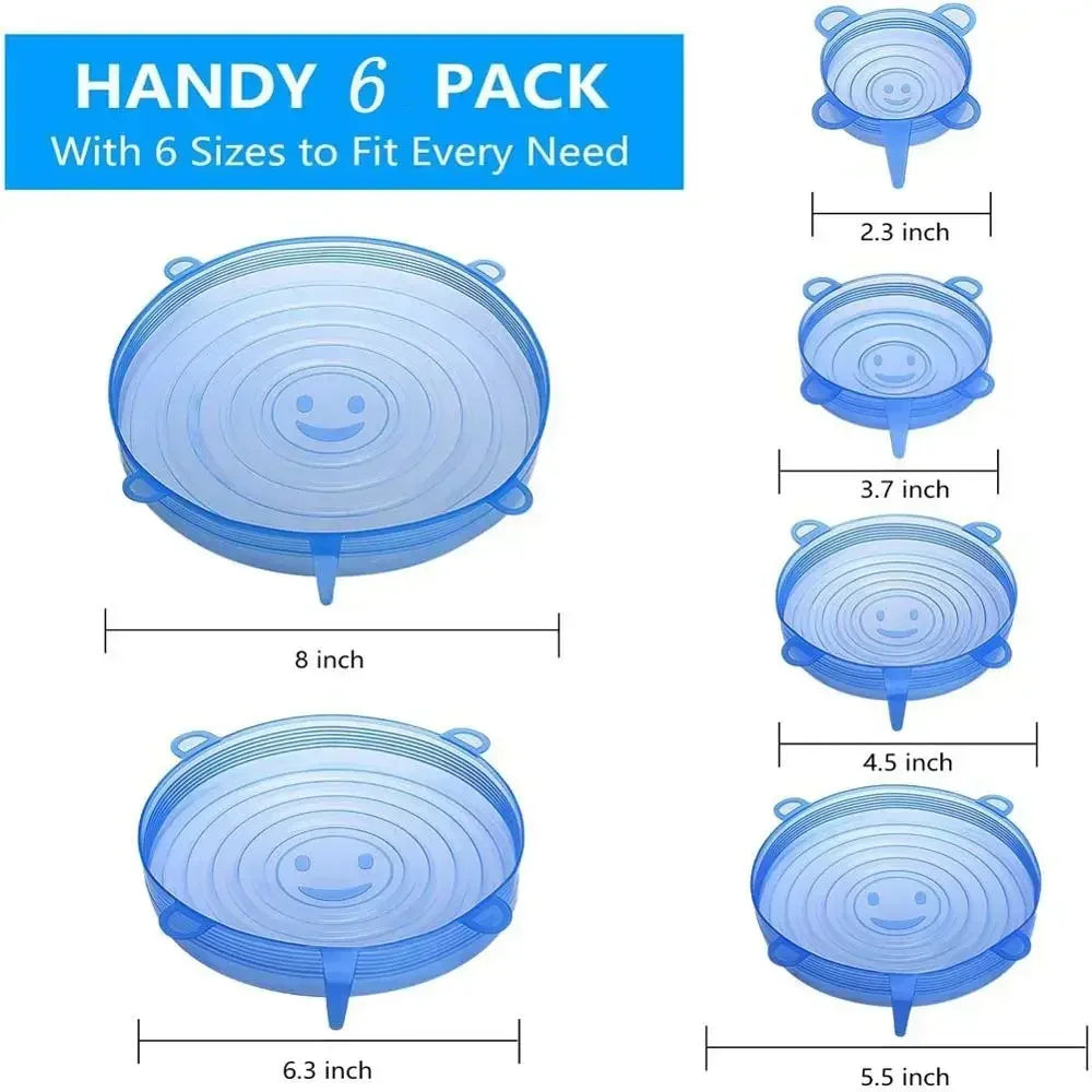 For Kitchen Accessories Plastic Adaptive Kitchen Storage Organization Container Adjustable Elastic Silicone Caps Refrigerator