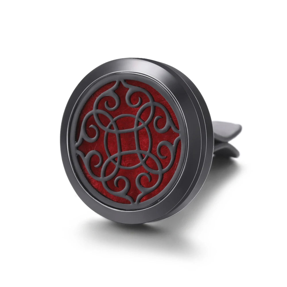 New Car Air Freshener Diffuser Clip Black Hollow Pattern Aromatherapy Lockets Essential Oil Perfume Pendant Car Ornaments Gift