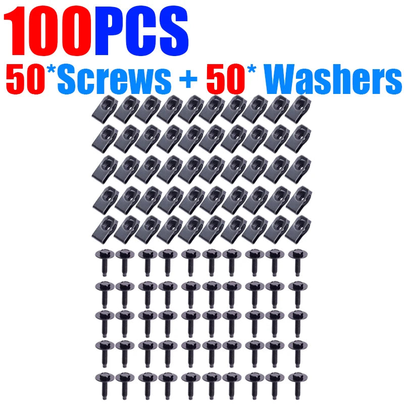 Car Fender Liner Retainer Clip M6 Engine Splash Shield Screws Hex Head Bolt Washer Auto Under Cover Bumper Guard Board Fastener