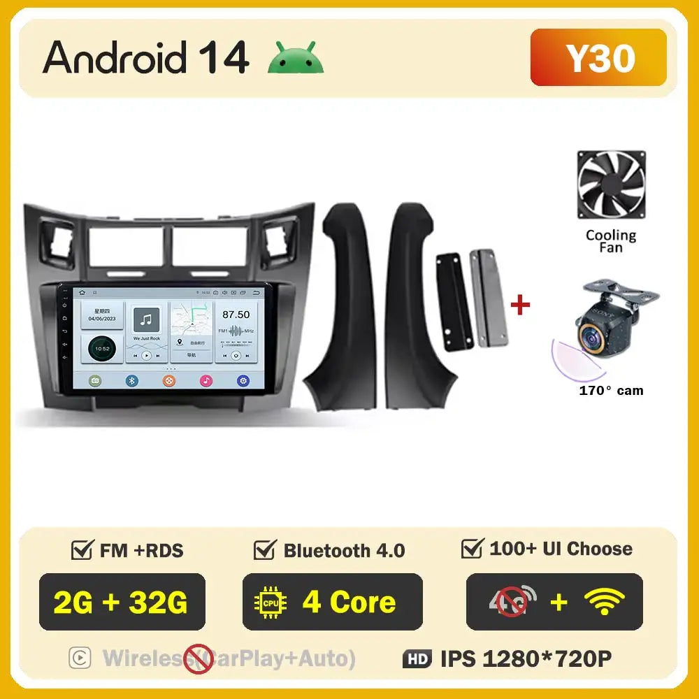 Car Radio Android 16 For Toyota Yaris 2 XP90 2005 - 2012 Auto Multimedia Stereo Dash Cam Screen GPS Head Unit Navigation DVD BT