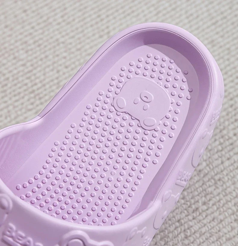 Couple Printting Cute Bear Women Slippers Summer Indoor Soft Cartoon Sandals Bathroom Anti-slip Outdoor Comfy Men Leisure Shoes