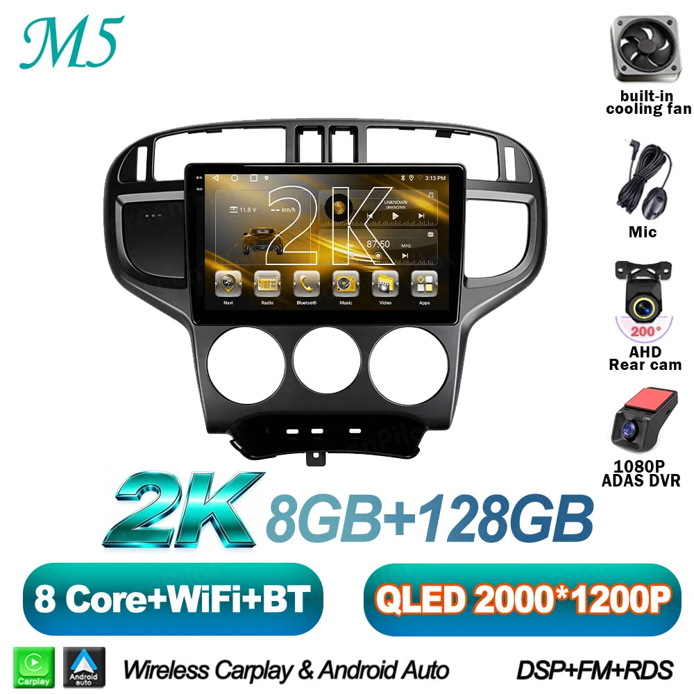 Android 16 For Hyundai Matrix 2001-2010 Car Radio Stereo Head Unit Multimedia Video Player GPS Navigation 2K QLED 9 Inch 5G RDS