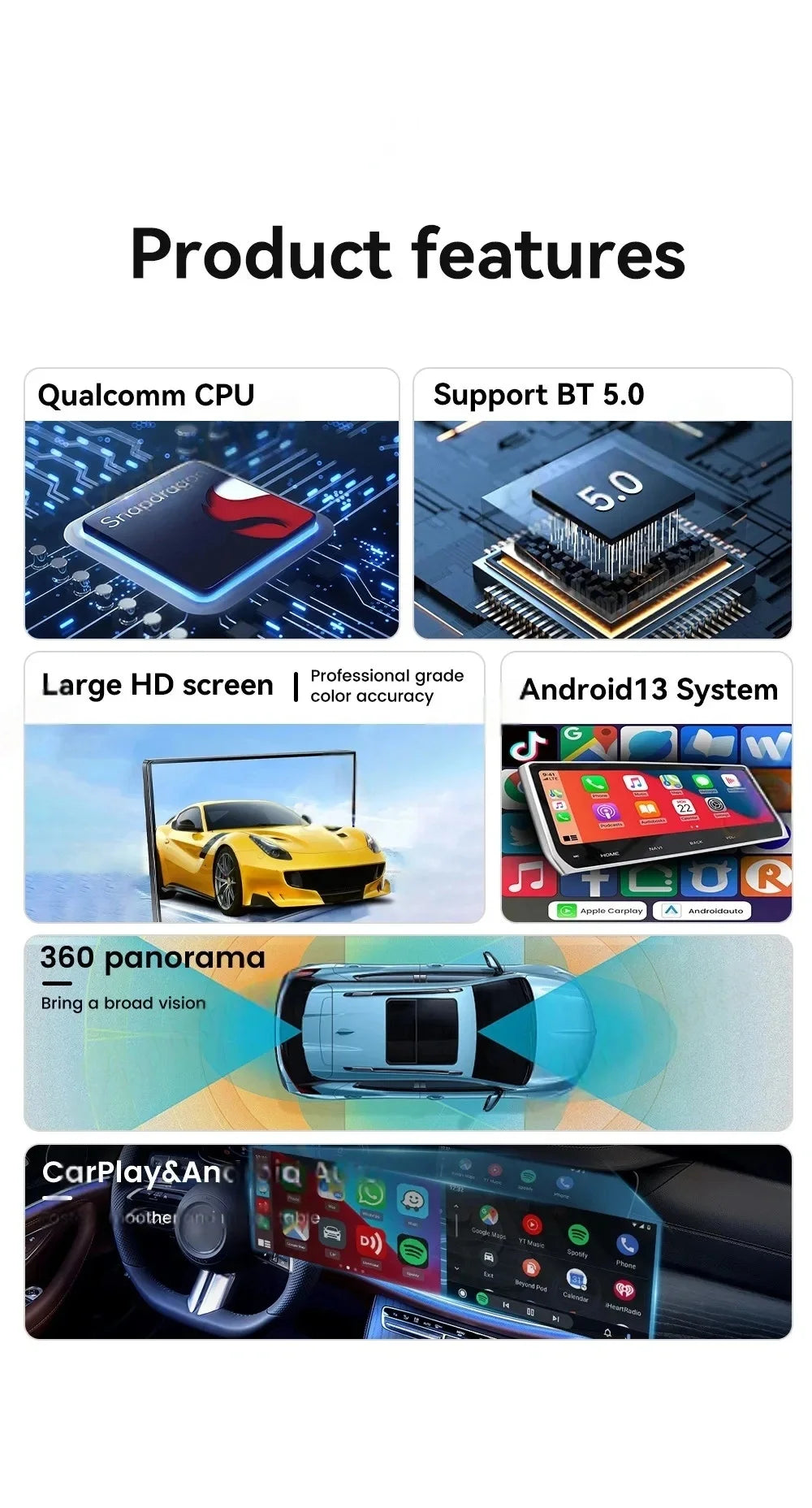 12.3" Android 14 CarPlay Auto Car Radio For Jeep Wrangler 2018-2022 Touch Screen Multimedia Stereo Player GPS Navi dsp Head Unit