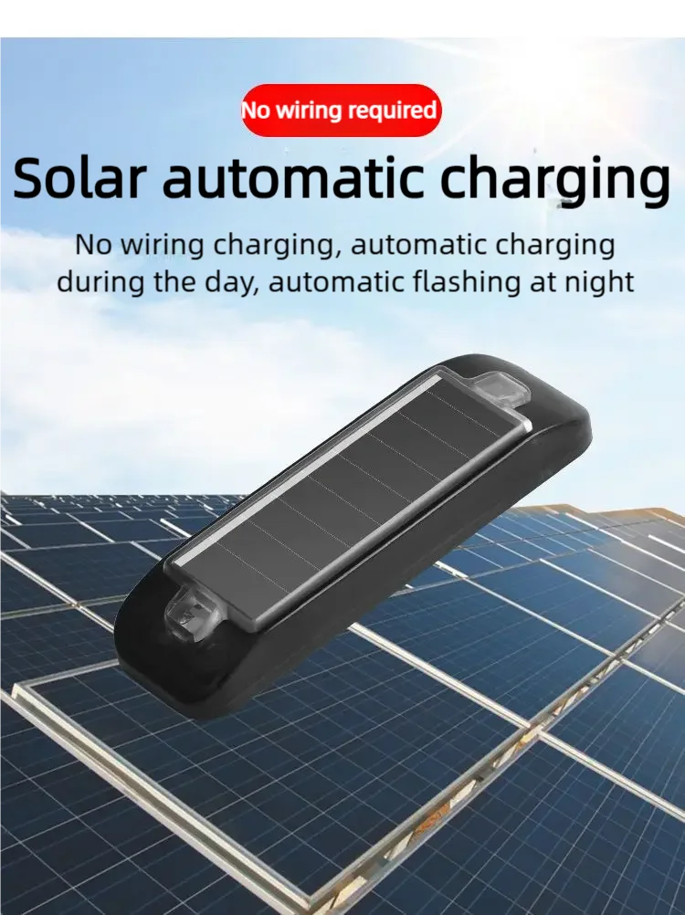 Car Mini LED Solar Power Warning Light Night Security Simulated Alarm Wireless Anti-Theft Caution Lamp Strobe Dummy Alarm Lamp