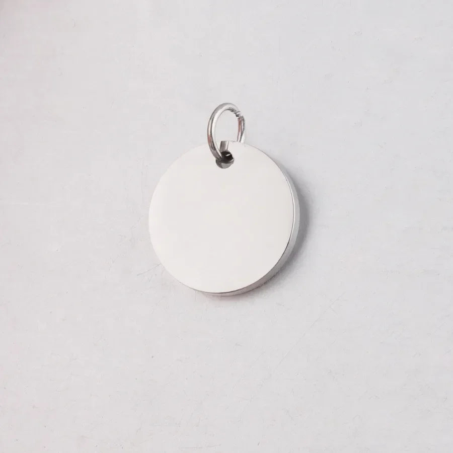 Custom Engraved Name Date Round Coin Stainless Steel Personalized ID Tag  Accessory Jewelry Pendant Fit for Bracelet Necklace