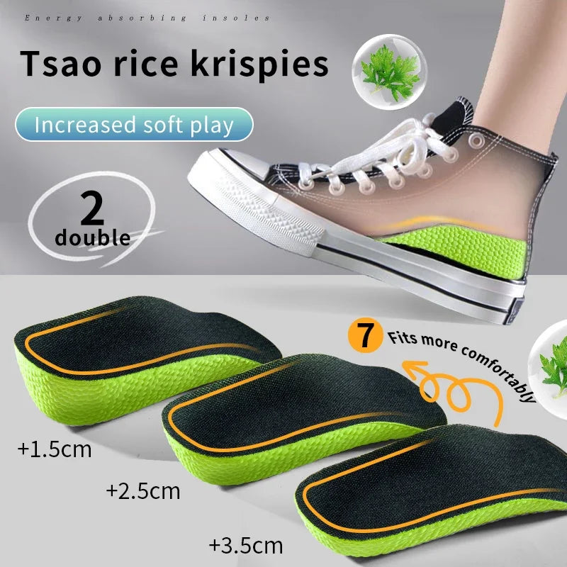 Memory Foam Height Increase Insoles for Men Women Orthopedic Arch Support Flat Feet Heel Lift Shoe Inserts Comfort Foot Care Pad