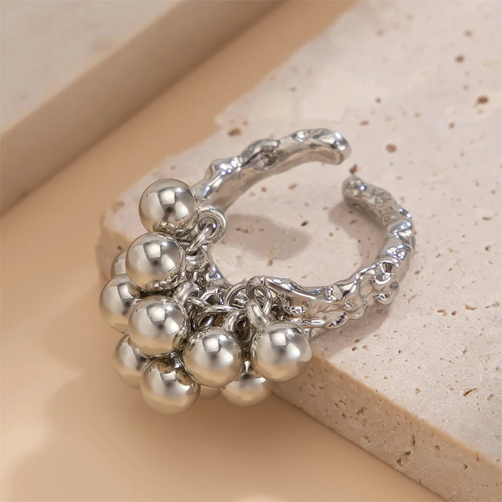 2025 Fashion Simple Small Ball Ring for Women Men 2025 Punk Hip Hop Metal Open Finger Ring Female Jewelry Gift