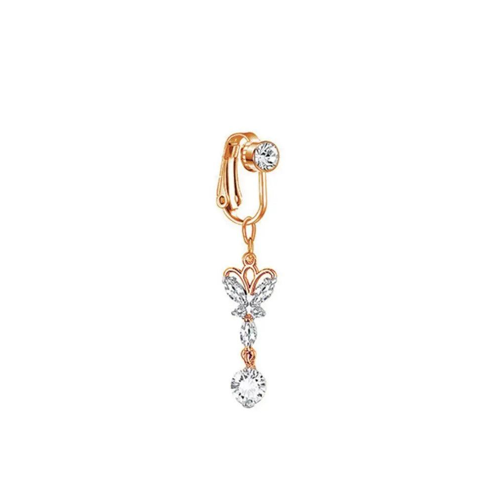 Faux Fake Belly Butterfly Fake Belly Piercing Heart Clip On Umbilical Navel Fake Pircing Moon Star Leaves Cartilage Earring Clip