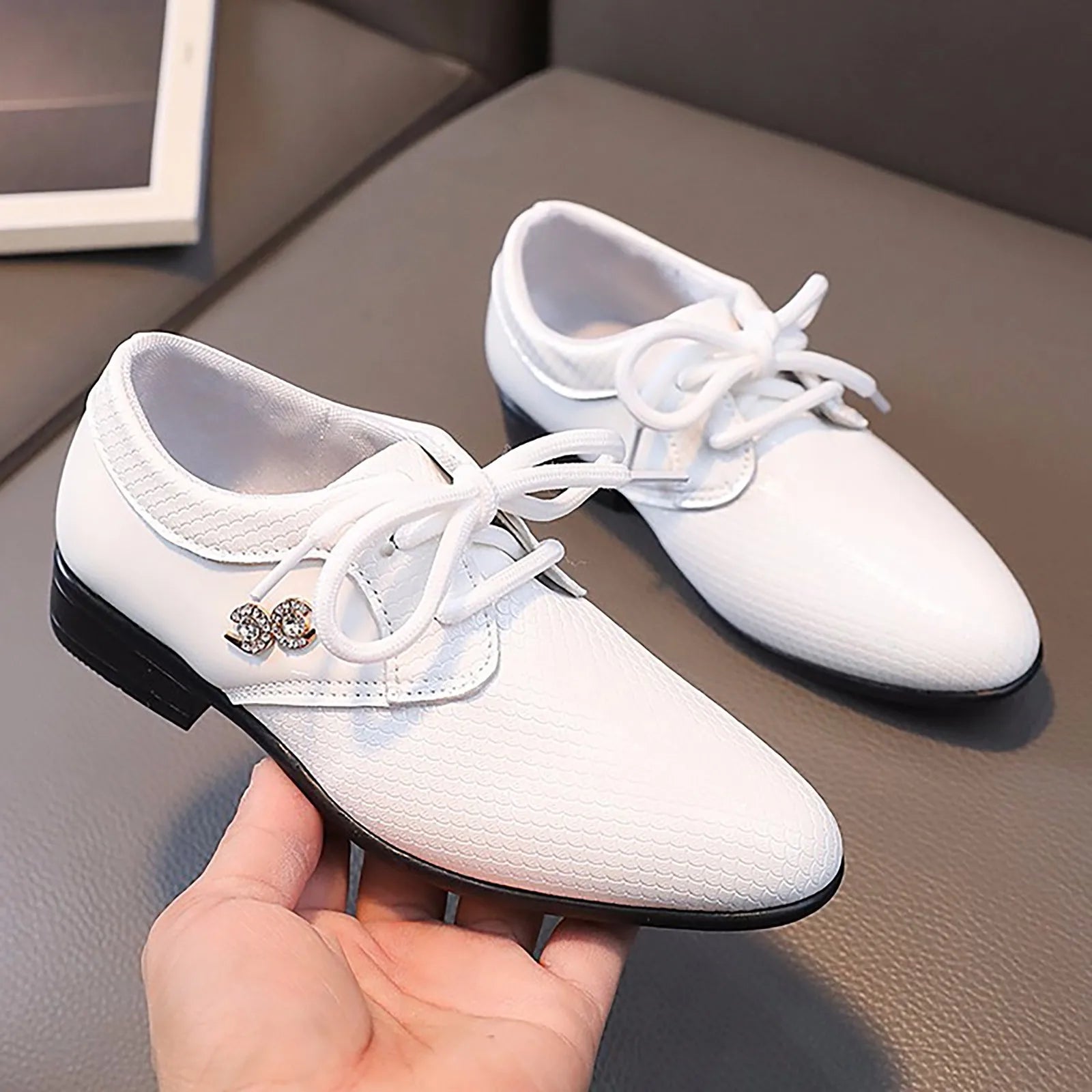 Shoes Light up Boys Leather Shoes Spring And Autumn Stylish UK Wind Lace Up Children'S Single Shoes Shoes for Middle School