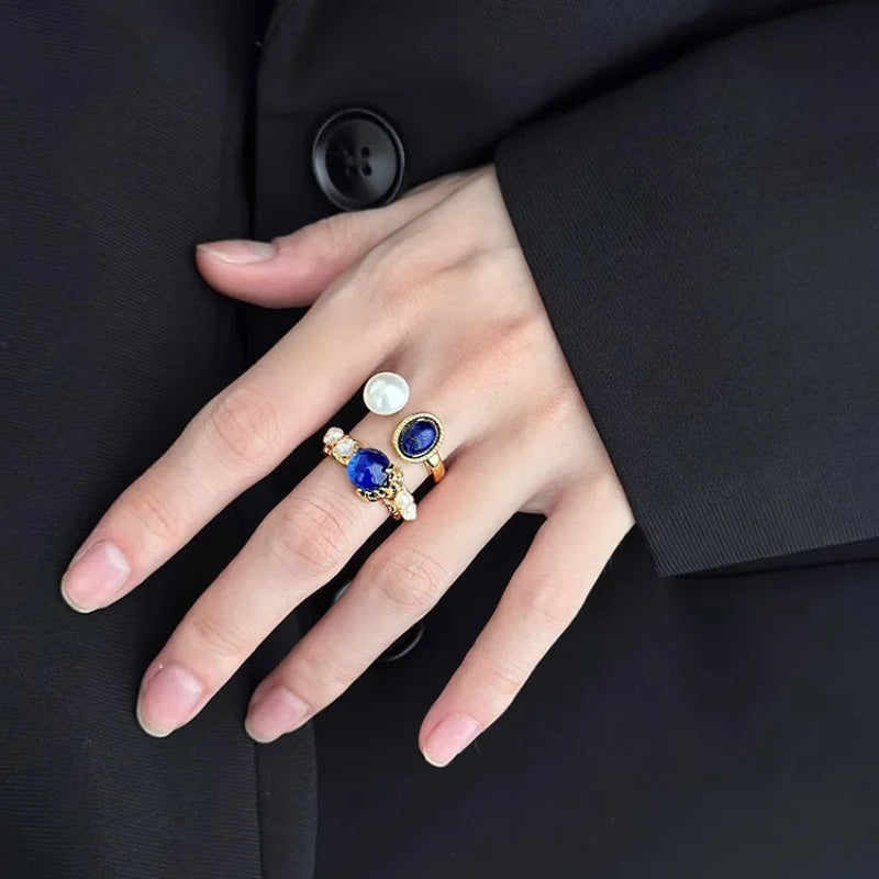 925 Sterling Silver Metal Flower Shell Geometric Rings For Women French Retro Romantic Open Thai