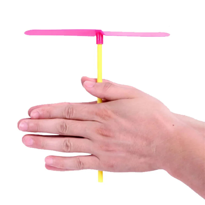 Children's Outdoor Traditional Classic Nostalgic Toys Plastic Bamboo Dragonfly Shape Hand-push Flying Propeller Kids Toy Gift