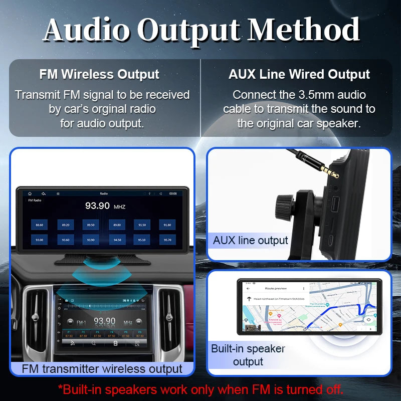 10.26"  Car Mirror Radio Multimedia Video Player Universal Wireless Carplay Android Auto Screen With Bluetooth AUX USB
