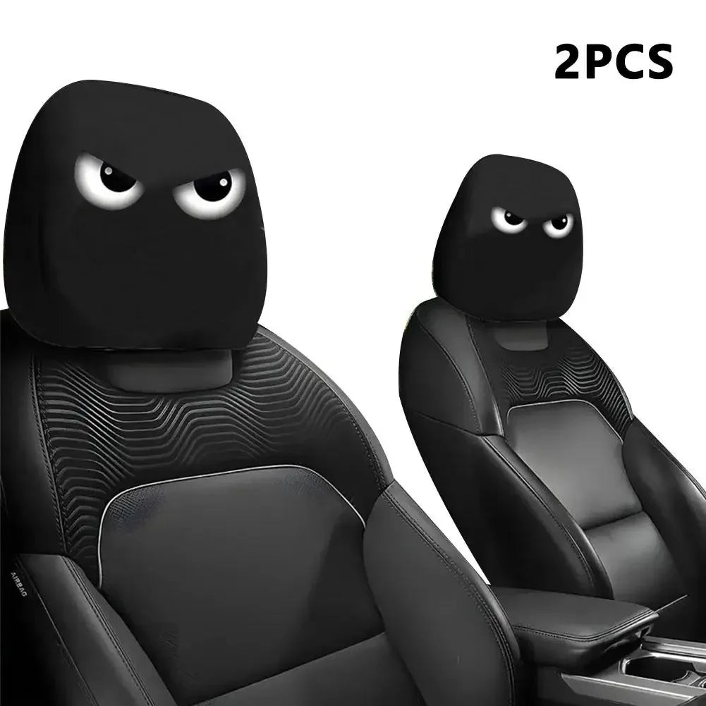 KEBIDUMEI 2pcs Smiley Face Printed Pillowcase Seat Headrest Washable Polyester Fabric Decorative Cushion Covers Car Accessories