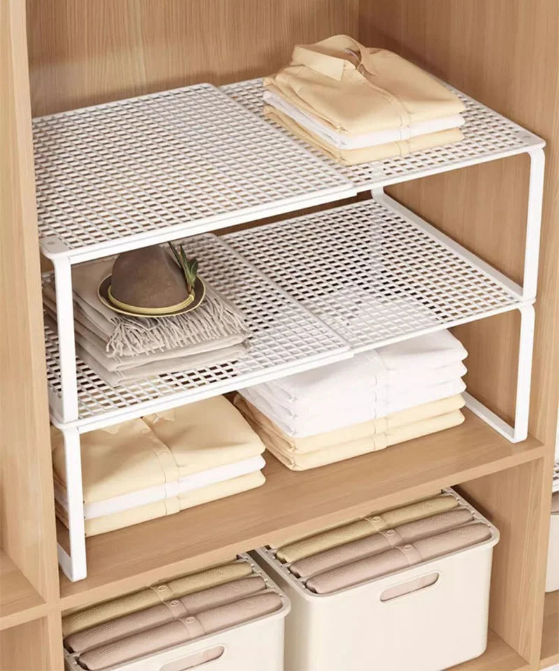 1pc Wardrobe Scalable Layered Partition Board Stackable Large-capacity Shelf Shoe Cabinet Sorting Board Wardrobe Organizer