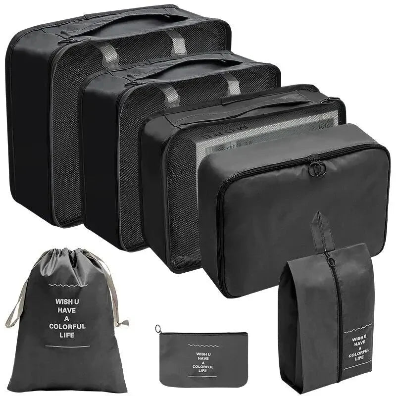 7/10 Pcs Set Travel Organizer Storage Bags Suitcase Packing Cubes Cases Portable Wardrobe Luggage Clothes Shoe Pouch Fold