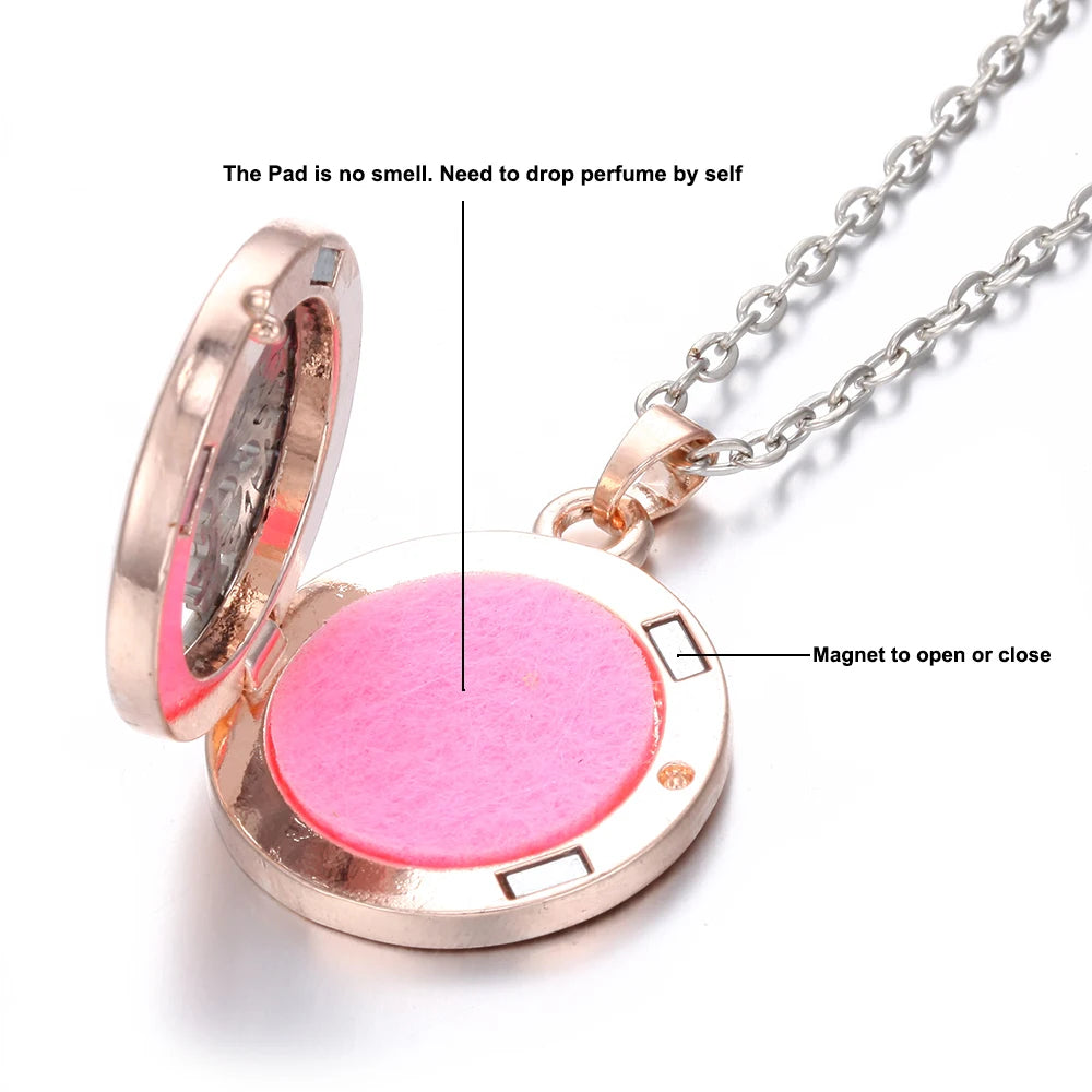 Tree of Life Aromatherapy Necklace Perfume Essential Oil Diffuser Alloy Stainless Steel Locket Pendant Aroma Diffuser Necklace
