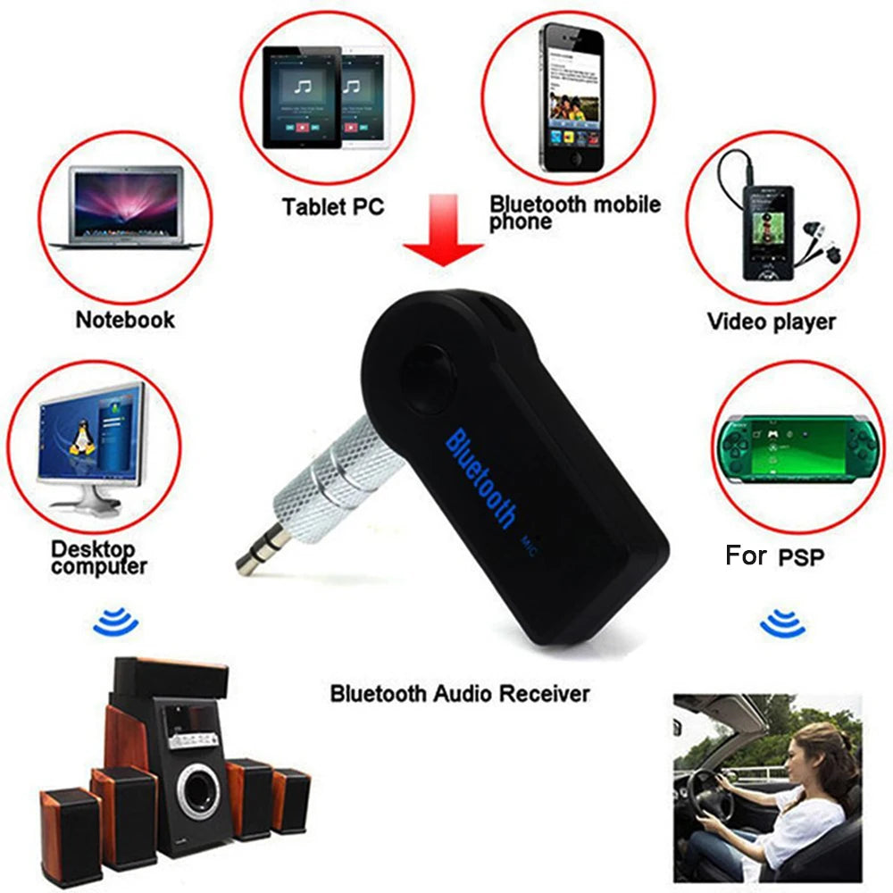 Portable Wireless Bluetooth-compatible Receiver 3.5mm Phone AUX Audio MP3 Car Stereo Music Receiver Adapter